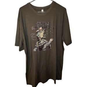 Royal Avalon Mens XL Brown Frog‎ Riding Turtle Graphic Tee UV Protection Shirt
